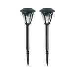 2PCS Intelligent Solar LED Lawn Lamps with Black Opaque Glass Lampshade - Lamp Outdoor