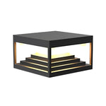 Square Steps Creative Waterproof LED Black Modern Solar Post Caps Lights - Lamp Outdoor