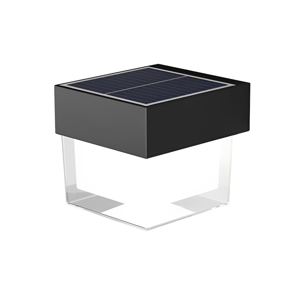 Square Round Waterproof LED Black Minimalist Solar Outdoor Wall Lights - Lamp Outdoor
