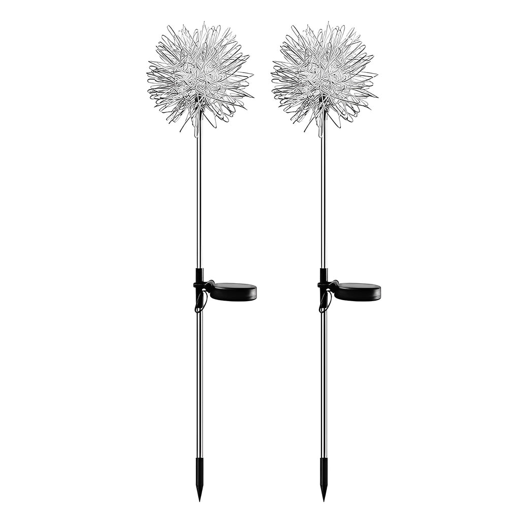 Elegant Aluminum LED Solar Dandelion Lights Dual Pack for Garden and Lawn - Lamp Outdoor