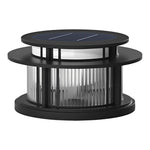 Round Waterproof Led Black Modern Solar Fence Post Lights Pillar Light - Lamp Outdoor