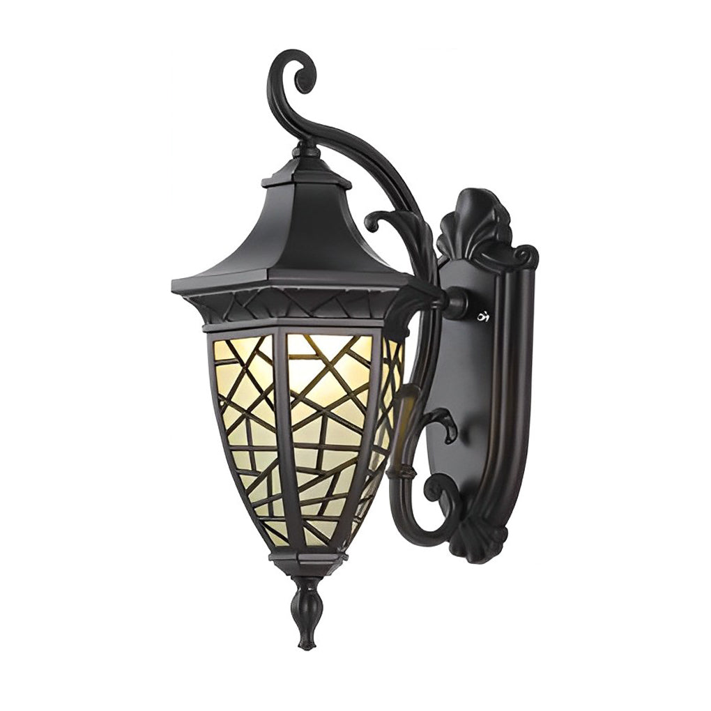 Retro Pattern Waterproof Black American Style Solar Powered Wall Lamp - Lamp Outdoor