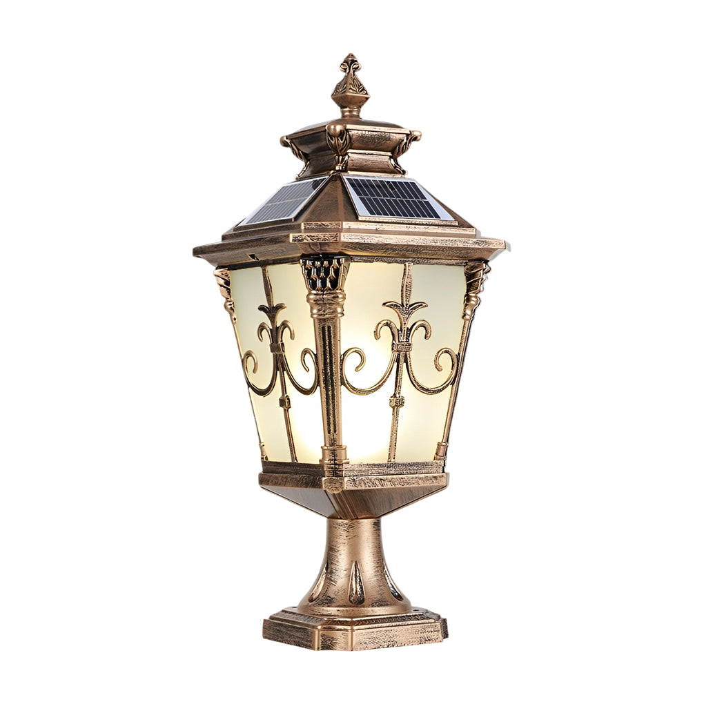 Retro Pattern Waterproof LED European Style Solar Fence Post Lights - Lamp Outdoor