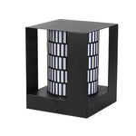 Four-Panel Cylinder Lantern LED Black Waterproof Outdoor Light with Lattice Pattern - Lamp Outdoor