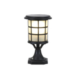 Round Cage Waterproof LED Black Modern Solar Fence Post Lights with Remote - Lamp Outdoor