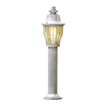 Hardwired Retro Aluminum Pathway Light with Caged Aluminum & PC Lampshade - Lamp Outdoor