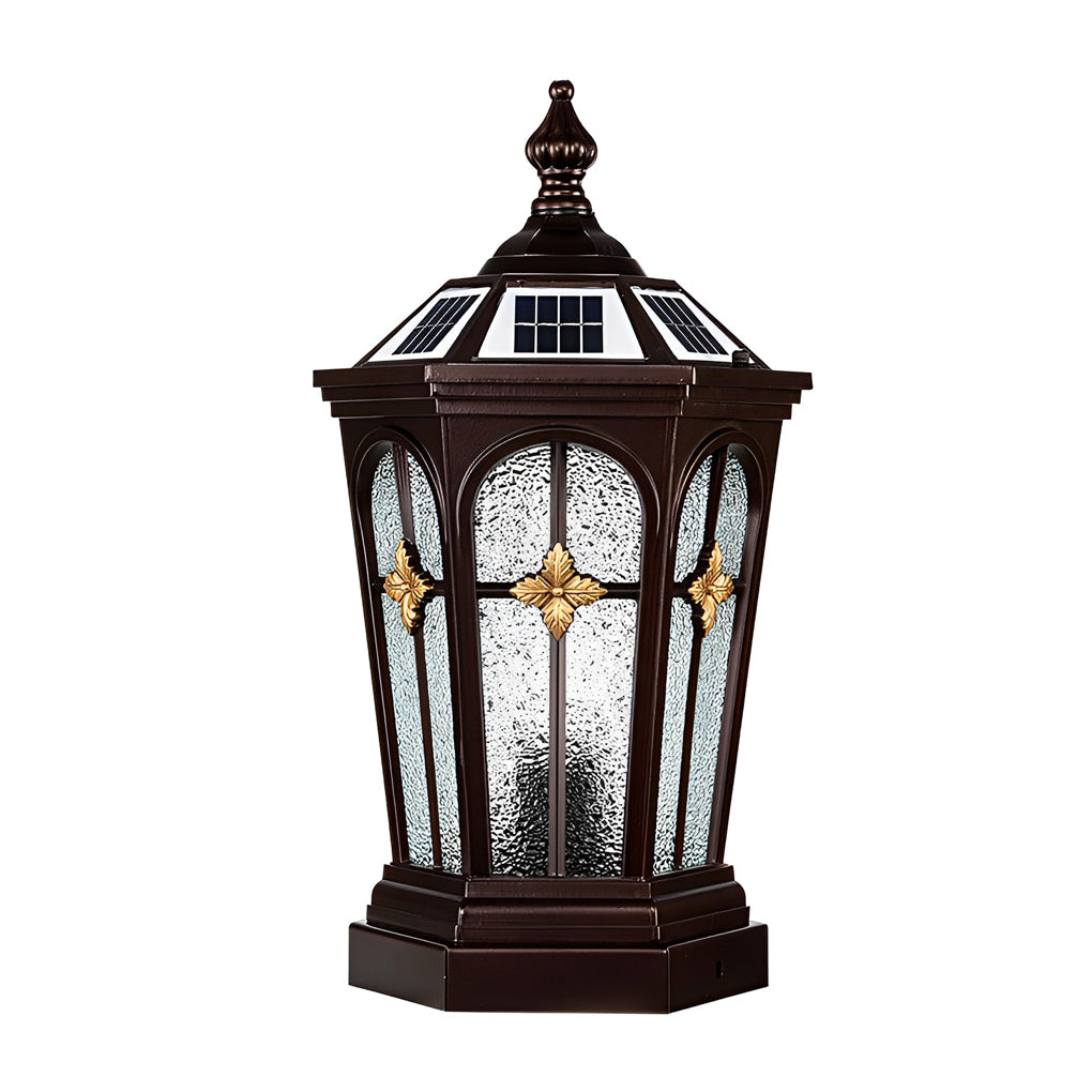 Waterproof LED Three Step Dimming European Style Solar Fence Post Lights - Lamp Outdoor