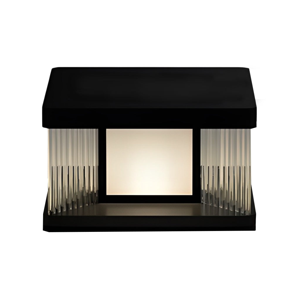 Waterproof IP65 LED Glass Acrylic Black Modern Solar Fence Post Lights - Lamp Outdoor