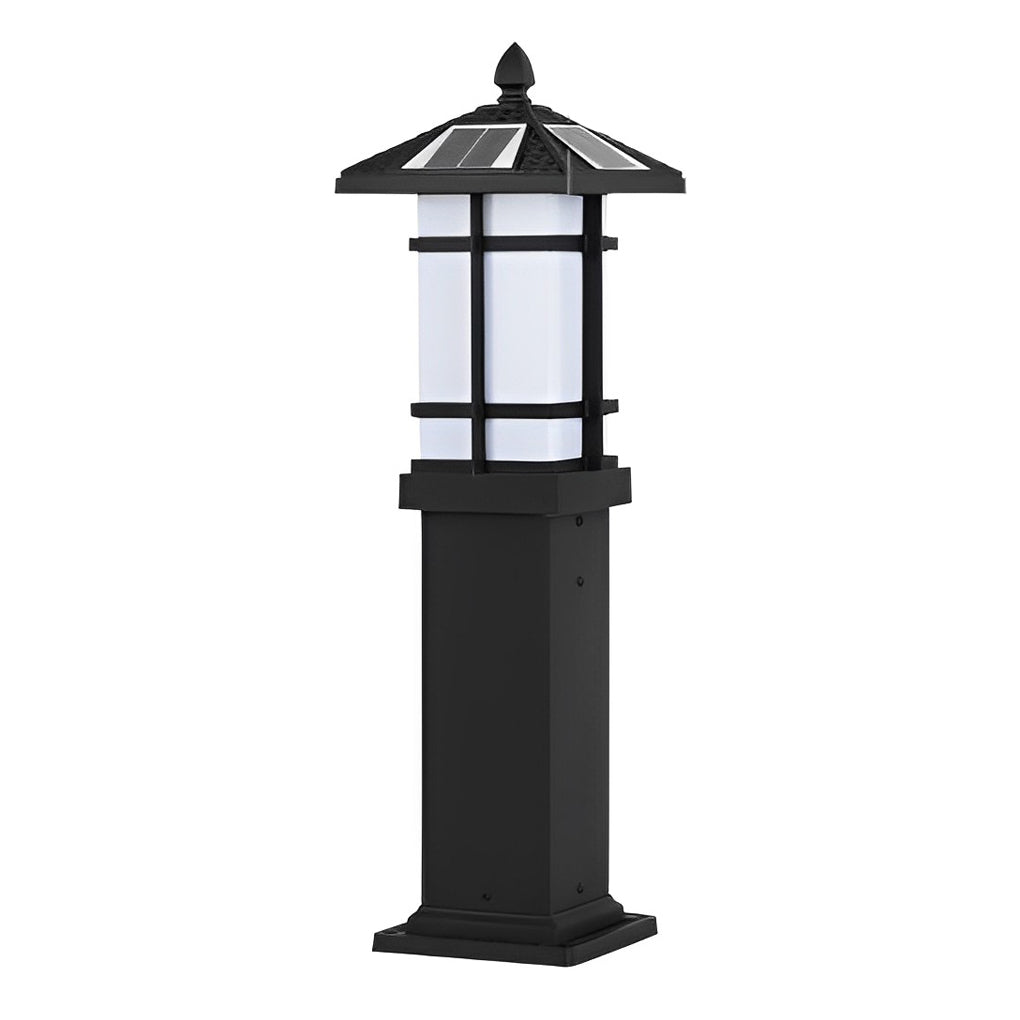 Modern Solar LED Bollard Lights with Ancient Asian Style Top Waterproof Outdoor Light - Lamp Outdoor
