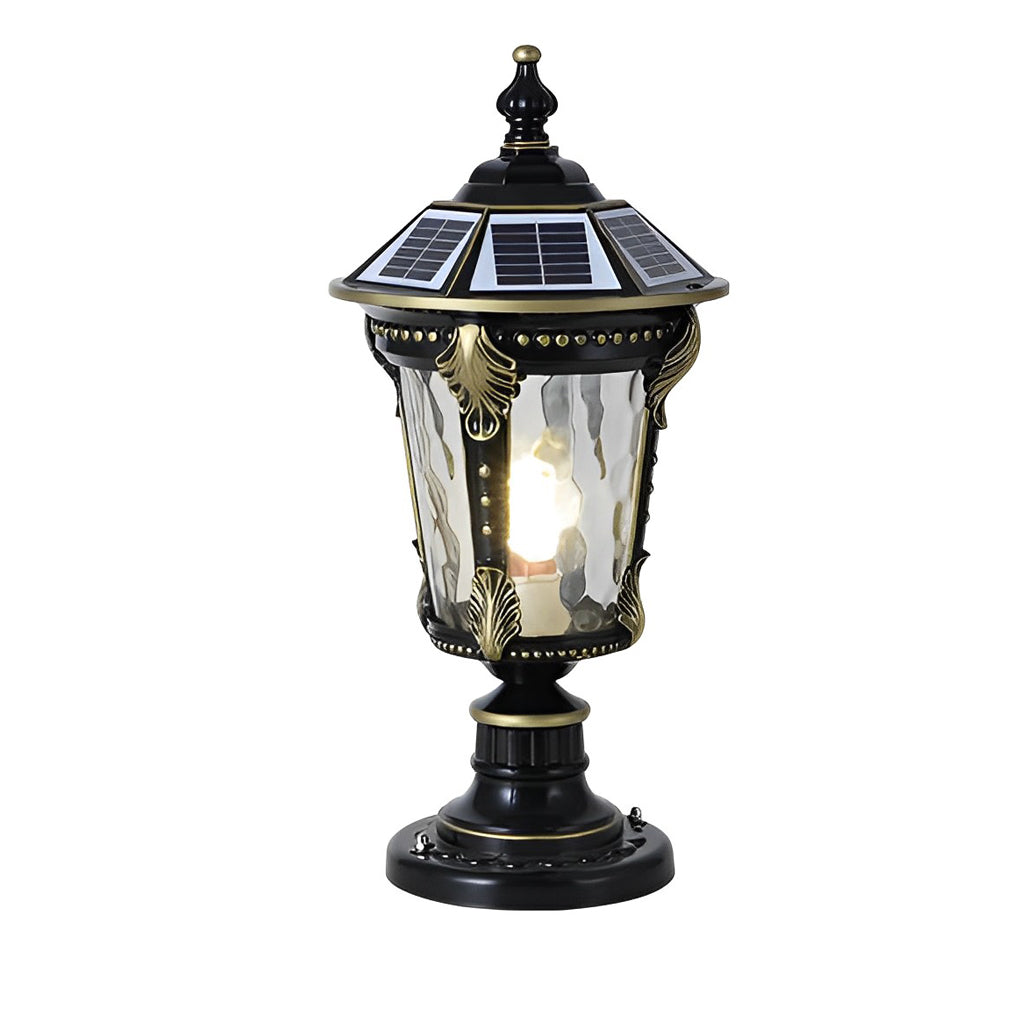 Dual Purpose Waterproof Aluminum Retro Solar Fence Post Lights with Remote - Lamp Outdoor