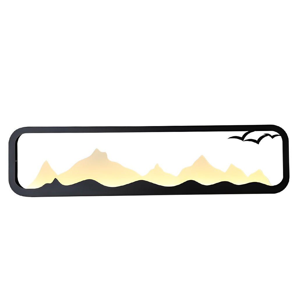 Rectangular Mountain Scenery LED Waterproof Black Outdoor Wall Lamp - Lamp Outdoor