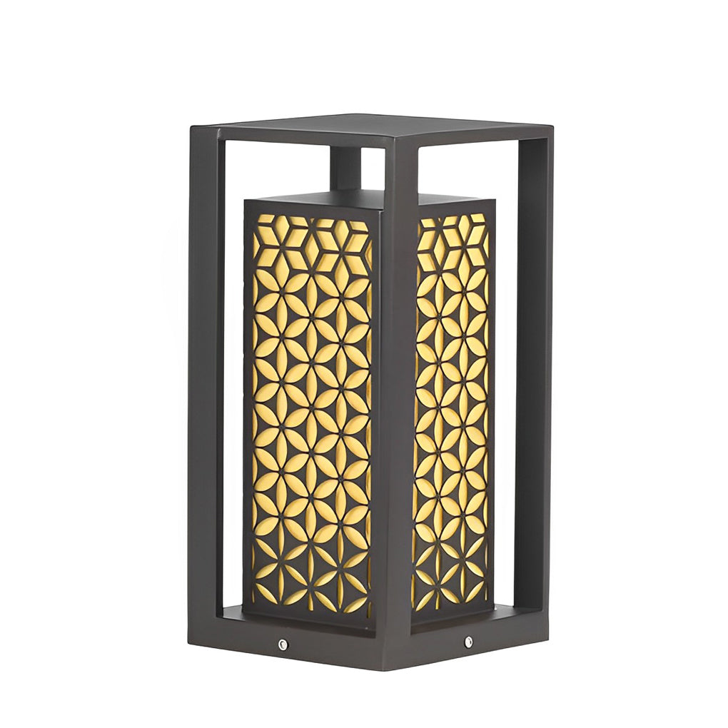 Floral Pattern LED Lawn Lamp Unique Modern Pathway Lights Black - Lamp Outdoor