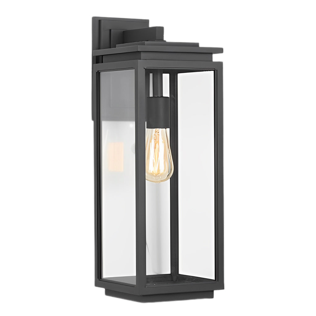 Waterproof Rectangular Glass Black Industrial Outdoor Wall Lamp Exterior Lights - Lamp Outdoor