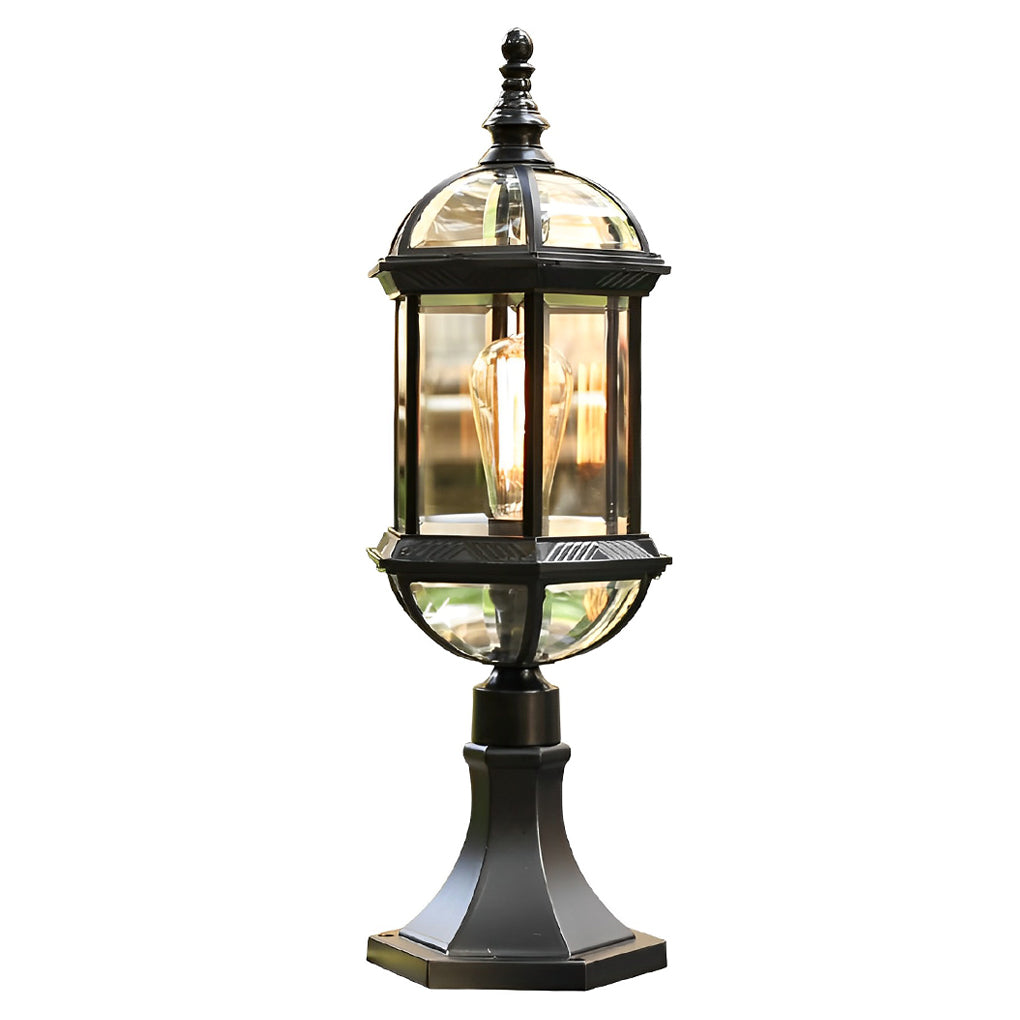 Elegant Black Retro Outdoor Post Lights Waterproof Metal and Glass Fence Lighting - Lamp Outdoor