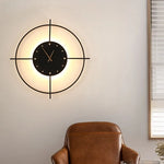 Glint Modern Clock Round Wall Lamp, Gold/Black - Lamp Outdoor