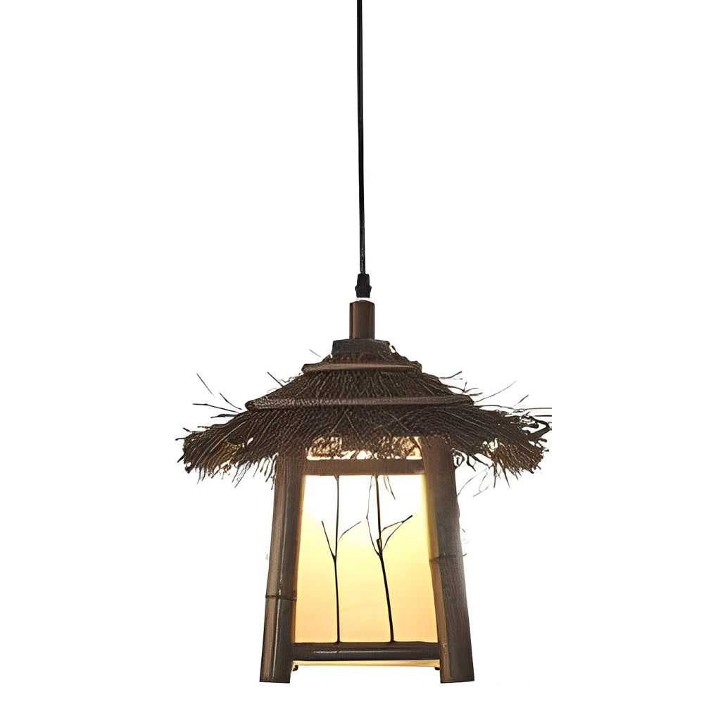 Branch Pattern Bamboo Style Lantern Versatile Outdoor Hanging and Post Light - Lamp Outdoor
