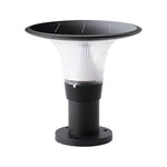 Round Dimmable LED Waterproof Black Modern Solar Fence Post Lights Pillar Lamp - Lamp Outdoor