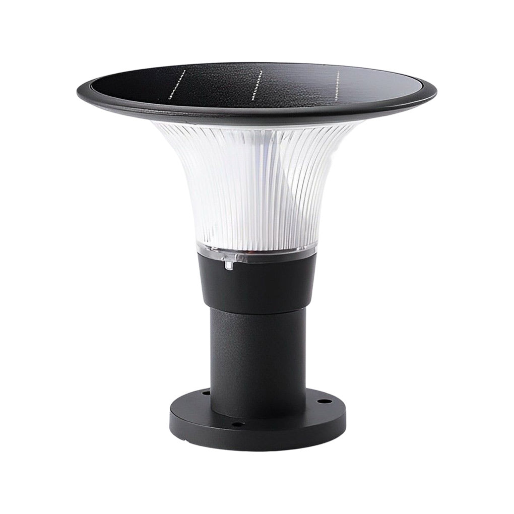 Round Dimmable LED Waterproof Black Modern Solar Fence Post Lights Pillar Lamp - Lamp Outdoor