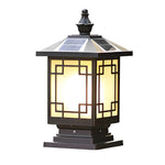 Retro Grilles Waterproof LED Intelligent Brown Solar Fence Post Lights - Lamp Outdoor