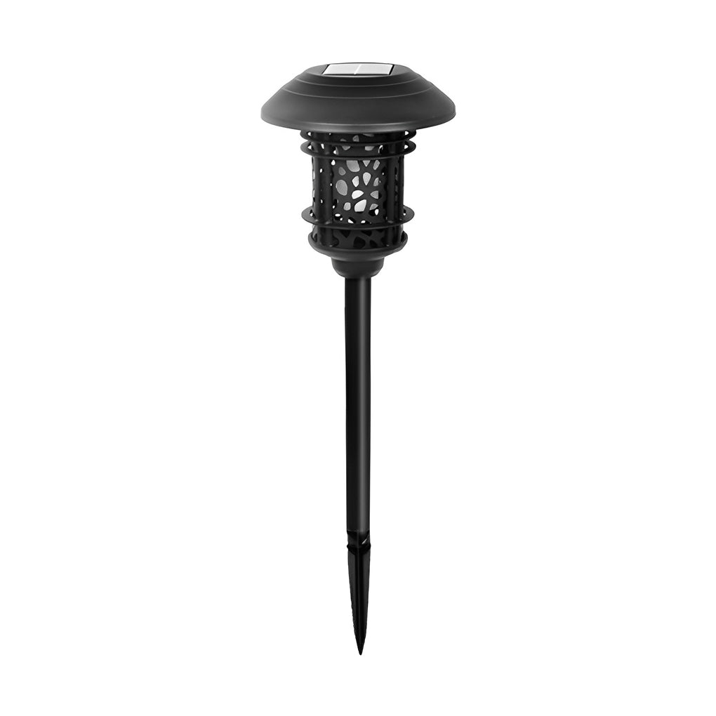 Waterproof Round Hollow LED Flame Flickering Modern Solar Lawn Lights - Lamp Outdoor