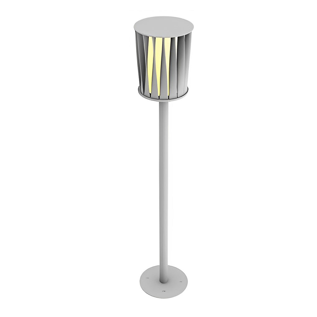 Stainless Steel Outdoor Floor Lamp with Rotating Design and Vertical Slats - Lamp Outdoor