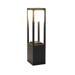 Hollow Rectangular Solar LED Pathway Bollard Lights Black Aluminum Modern Design - Lamp Outdoor