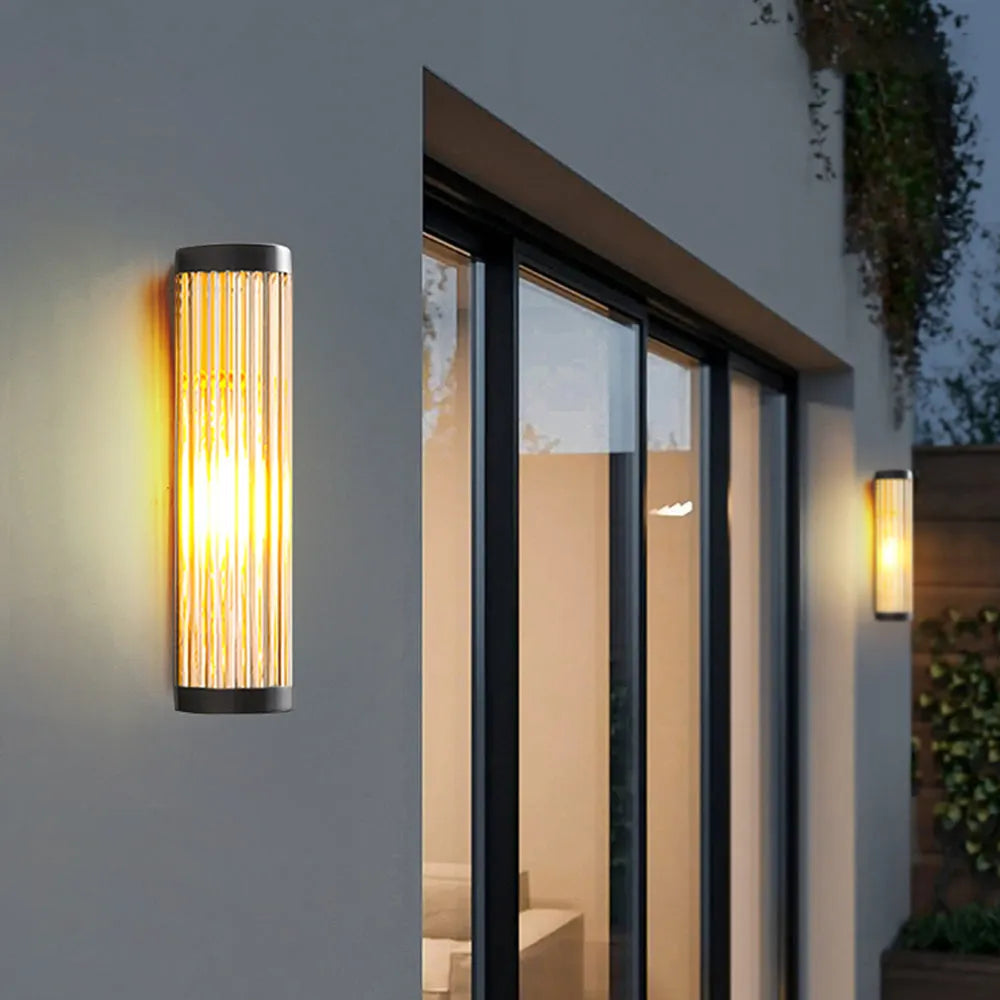 Yoru Modern Semi-Cylindrical Metal/Glass Outdoor Wall Lamp, Black - Lamp Outdoor