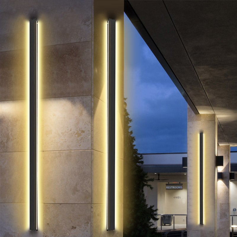 LED Long Linear Metal Waterproof Black Minimalist Outdoor Wall Lights - Lamp Outdoor
