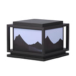 Square Waterproof Mountain Scenery Traditional Solar Post Caps Lights - Lamp Outdoor