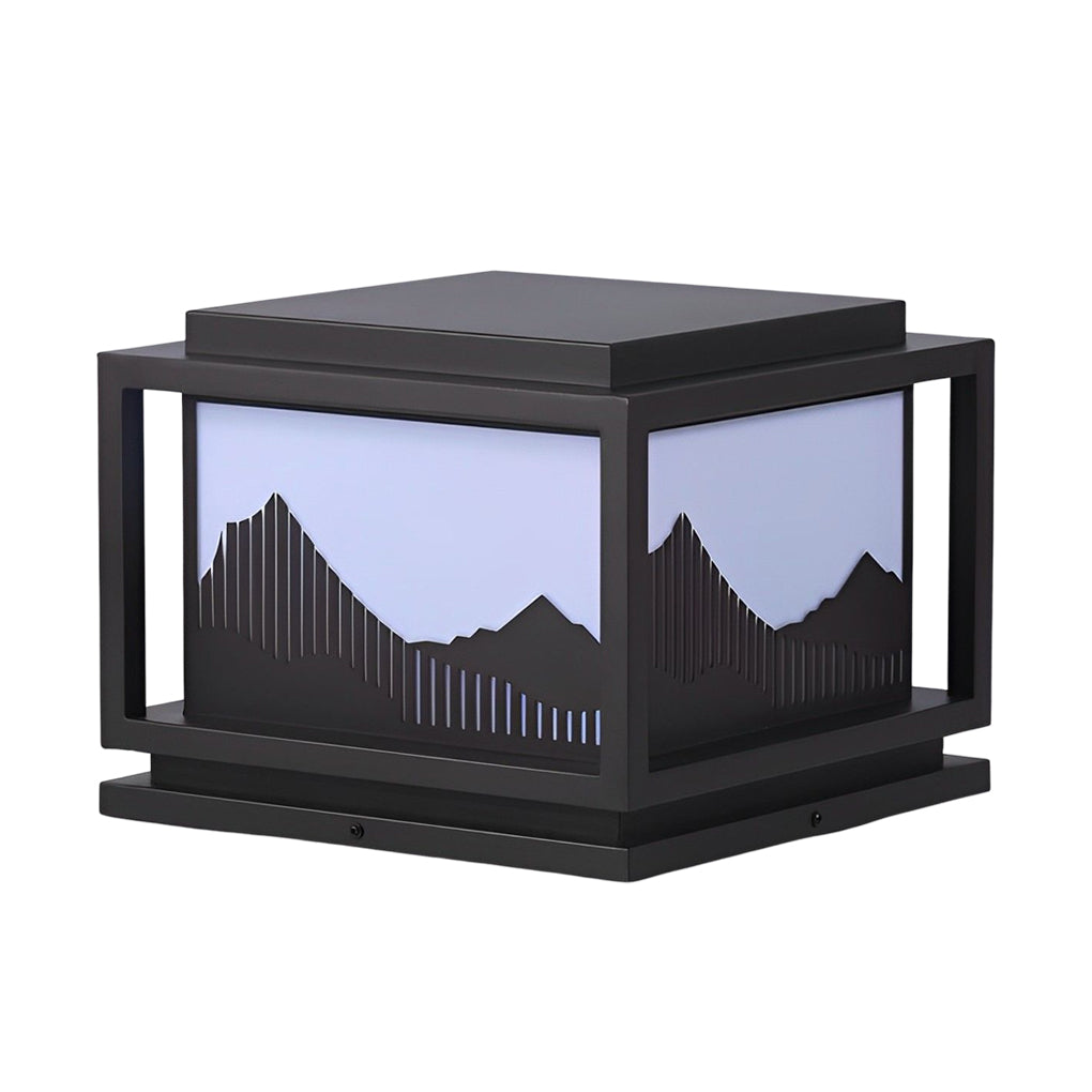 Square Waterproof Mountain Scenery Traditional Solar Post Caps Lights - Lamp Outdoor
