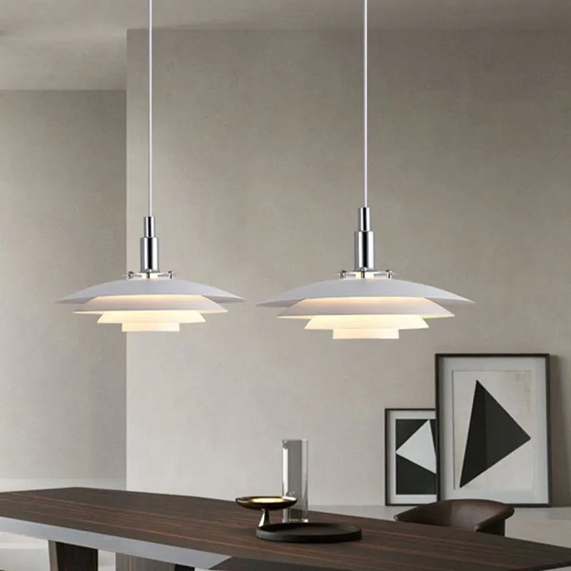 Nylo Contemporary Minimalist Frisbee Shaped Metal Pendant Light - Lamp Outdoor