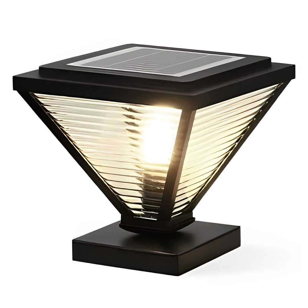 Simple Geometric Shape Waterproof Black Modern Solar Fence Post Lights - Lamp Outdoor
