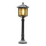 Retro Black Solar & Hardwired Outdoor Pavilion-Inspired Lawn Lamp - Lamp Outdoor