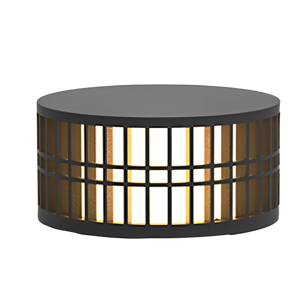 Round Creative Waterproof LED Black Modern Solar Fence Post Lights - Lamp Outdoor