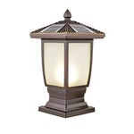Retro Waterproof Glass Aluminum Brown Modern Solar Fence Post Lights - Lamp Outdoor