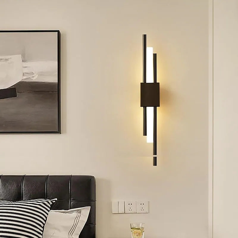 Dune Modern Bar Metal LED Wall Lamp, Black/Gold - Lamp Outdoor