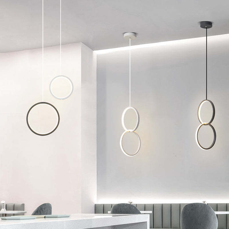 Doria Modern LED Pendant Light Black/White Metal Living Room - Lamp Outdoor