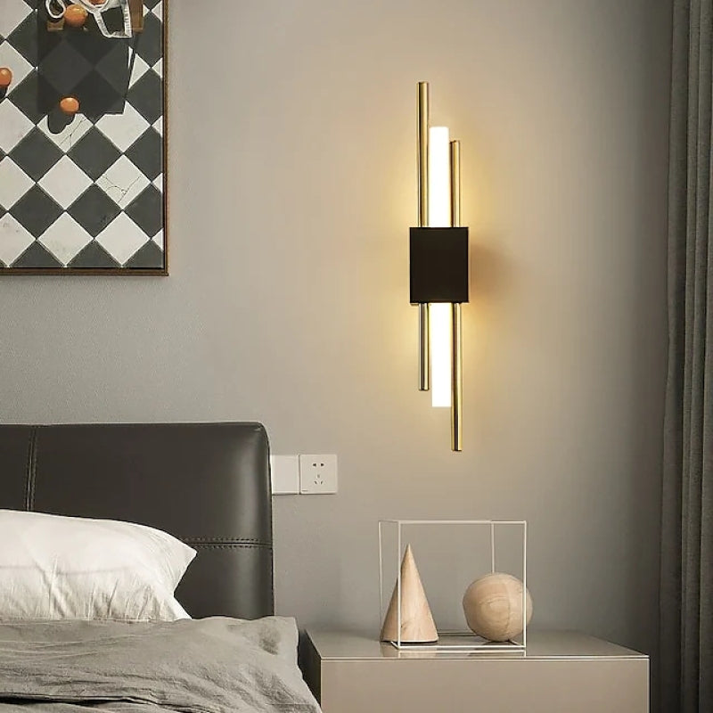 Dune Modern Bar Metal LED Wall Lamp, Black/Gold - Lamp Outdoor