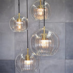June Glass Globe Pendant Light Clear &Amber - Lamp Outdoor