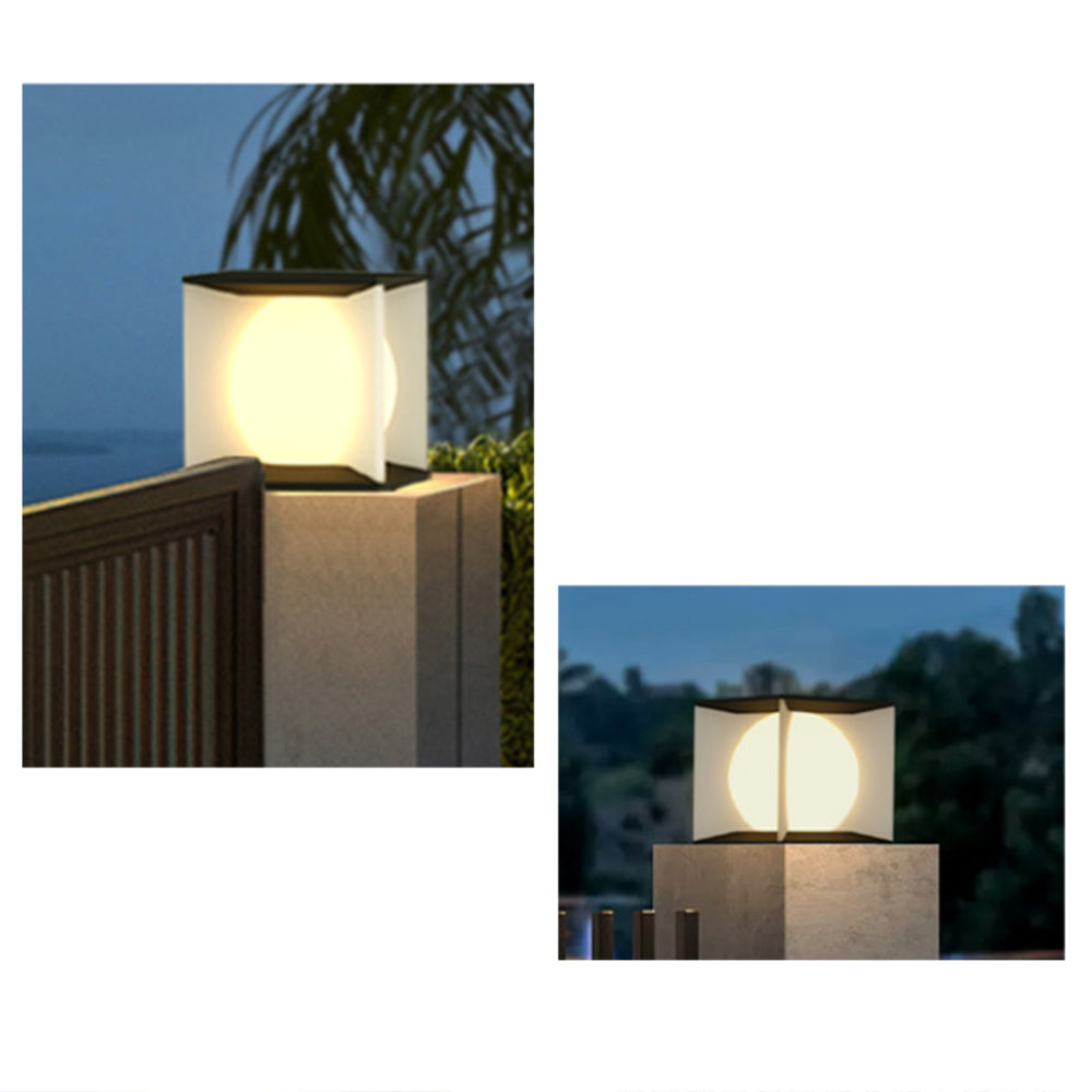 Aria Modern Moon Metal Outdoor Pier-Mount Pillar Light - Lamp Outdoor