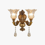Ramiq Vintage Flor Metal/Glass Wall lamp, Gold - Lamp Outdoor