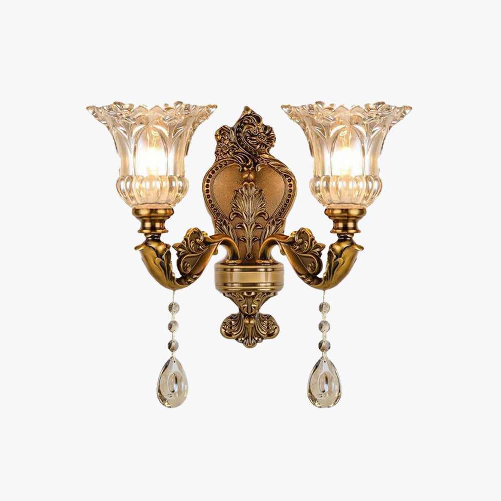 Ramiq Vintage Flor Metal/Glass Wall lamp, Gold - Lamp Outdoor