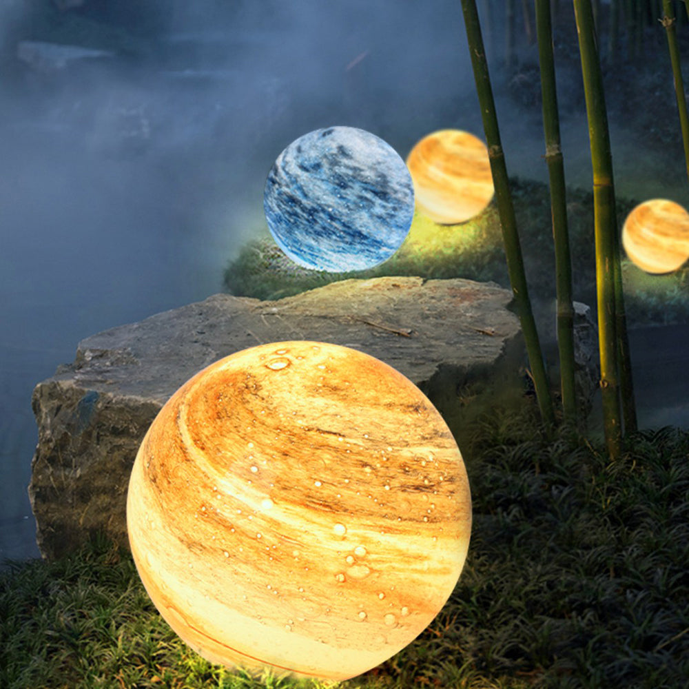 Aria Decorative Solar Acrylic Planet Outdoor Ground Light Milk Curry - Lamp Outdoor