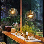 June Glass Globe Pendant Light Clear &Amber - Lamp Outdoor