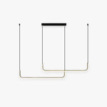 Clen Modern Linear Pendant Light Double Frame, Black/Gold - Lamp Outdoor