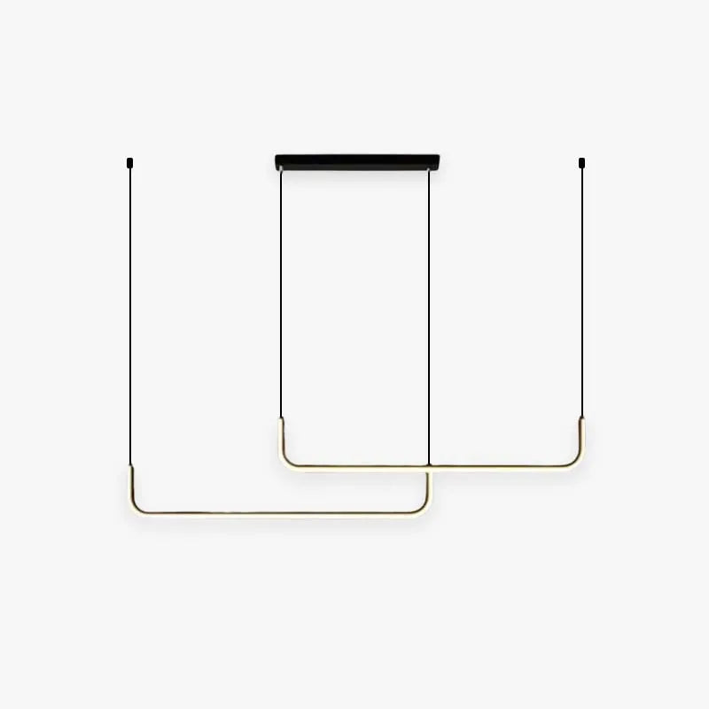 Clen Modern Linear Pendant Light Double Frame, Black/Gold - Lamp Outdoor