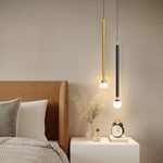 Auri Linear Metal Pendant Light Bedside, Black & Gold - Lamp Outdoor