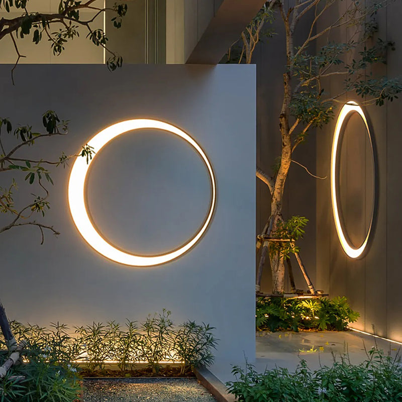Aria Modern Art Ring LED Outdoor Wall Lamp Metal Garden Corridor Balcony - Lamp Outdoor