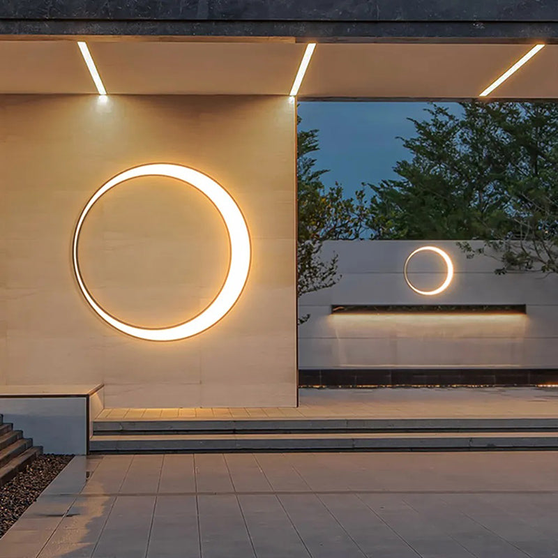 Aria Modern Art Ring LED Outdoor Wall Lamp Metal Garden Corridor Balcony - Lamp Outdoor