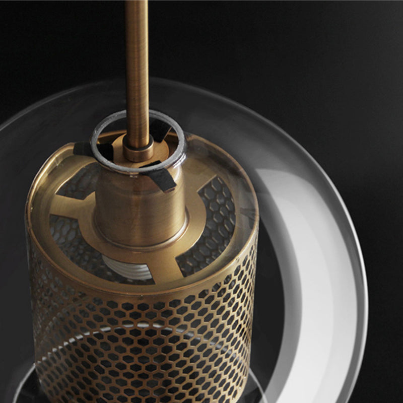 Hessa Contemporary Golden Pendant Light, Glass, Globe/Cylindric - Lamp Outdoor